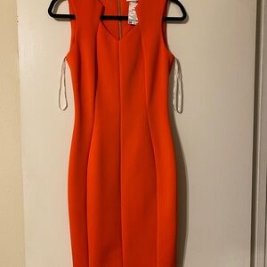 Calvin Klein Vibrant Orange Midi Dress